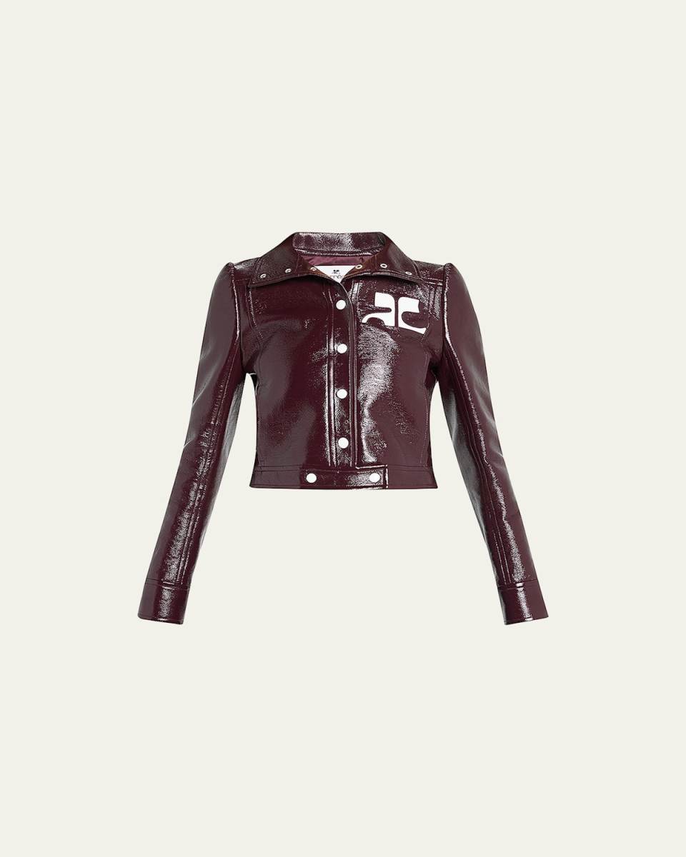 Textured Vinyl Crop Jacket
